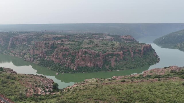 Aerial View of Gandikota Canyon and Pennar River in Andhra Pradesh India