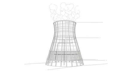 Cooling Tower Industrial Structure Illustration.