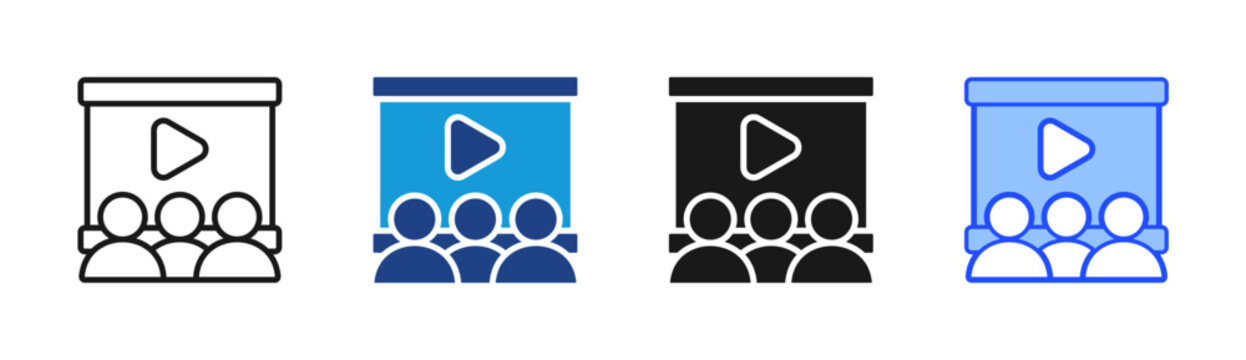 Webinar Streaming icon set multiple style collection