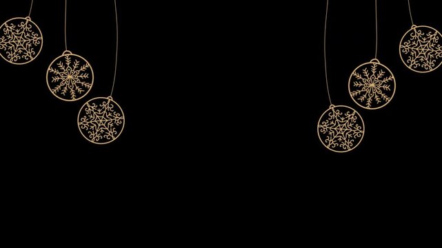 christmas Golden ball hanging design element Ornament Animation with alpha channel transparent background