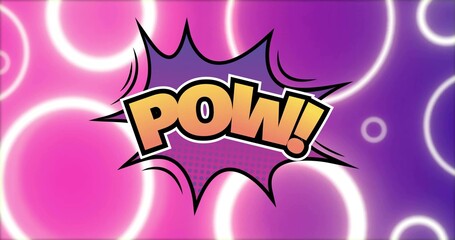 Exploding central comic burst filling digital poster with bold POW lettering, halftone dots