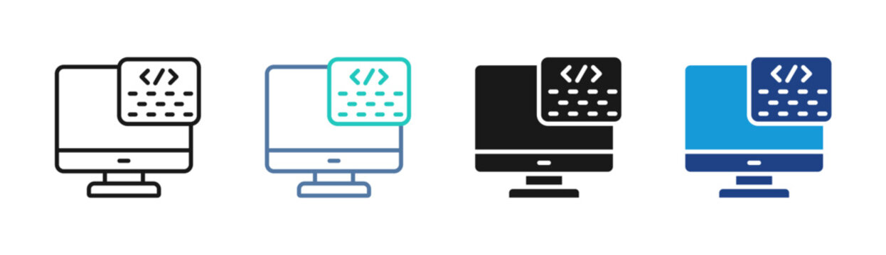 Code Editor icon set multiple style collection