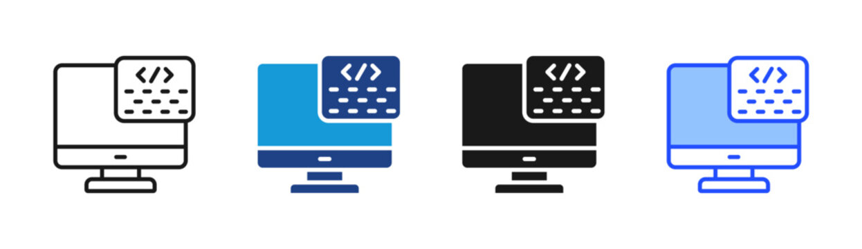 Code Editor icon set multiple style collection