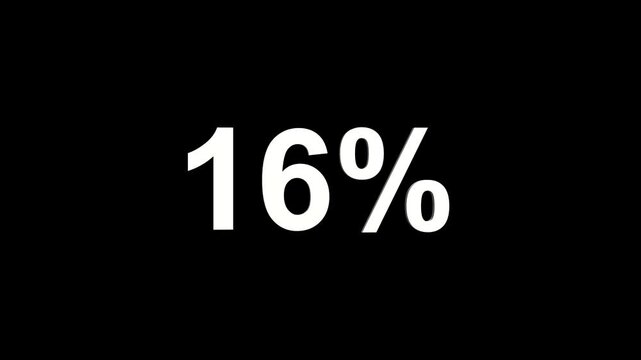 White sixteen percent symbol with subtle shadow against a stark black background representing a numerical value or data point
