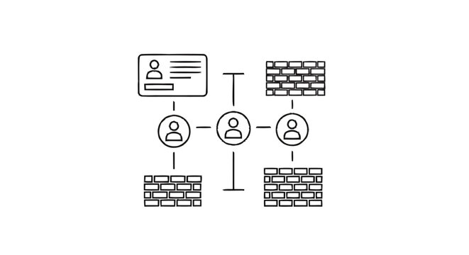 Network security concept with protected connections and data.