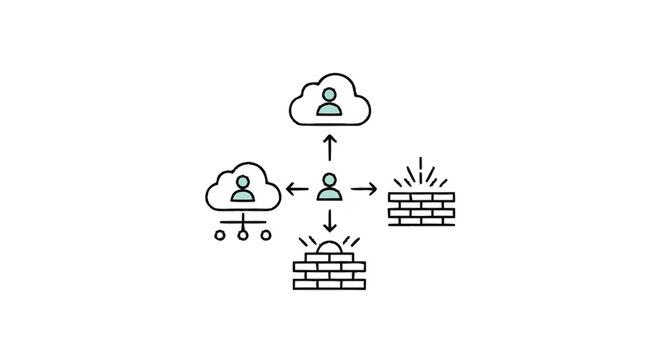 Network Security Firewall Protection Cloud Connection Diagram.