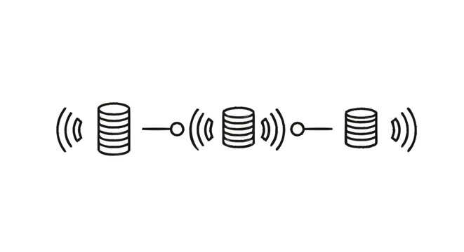 Networked Data Storage and Wireless Communication Concept.