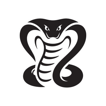 Cobra Snake Logo Silhouette Inside Circle Emblem Vector Icon Dangerous Reptile Design. 