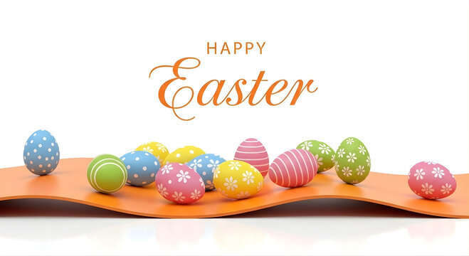 Happy Easter Greeting with Patterned Eggs