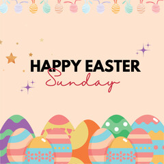 Fototapeta premium Pink and Purple Happy Easter Sunday Instagram Post
