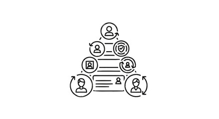 Organizational Structure and Teamwork Flowchart with People Icons.