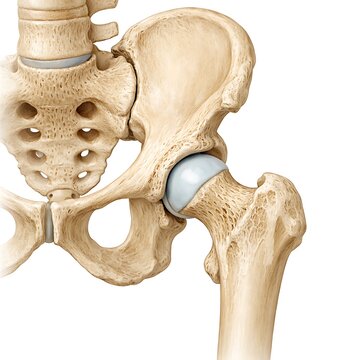 Human Hip Joint Anatomy: Detailed 3D Illustration of Pelvis, Femur, and Sacrum Bones