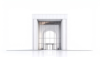 Fototapeta premium Contemporary white building with a large glass facade and arched interior