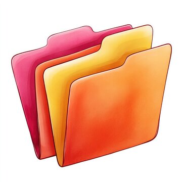 Colorful watercolor cartoon archive folders for creative design on white background