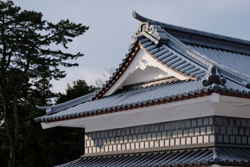 Detail of a roof of Kanazawa Castle in Kanazawa, Japan
