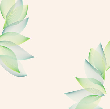  Decorative floral elements on light background. Modern guilloche pattern with wavy curves