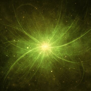 Dynamic green flare and rays creating an atmospheric abstract scene