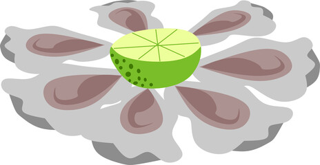 Fresh Oysters with Lime on a Platter © Yuliana