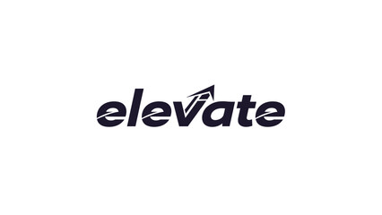 Elevate text logo with upward arrow symbolizing growth and progress.