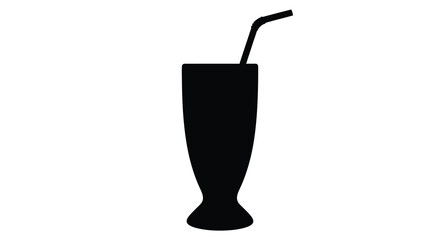 Obraz premium A dark silhouette of a drink with a straw simple design silhouette