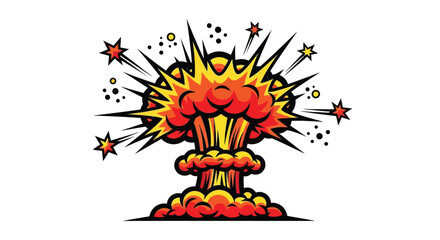 Cartoon explosion with bright colors and radiating starbursts silhouette © Sogir