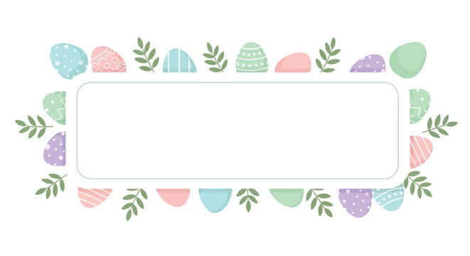 Pastel colored easter egg frame vector graphic illustration design with space for text