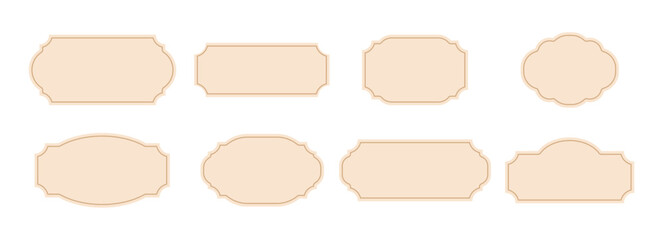 Vintage label set, elegant art deco frame, banner. Classic tags for handmade branding and rustic packaging. Sale sticker, certificate retro emblem 