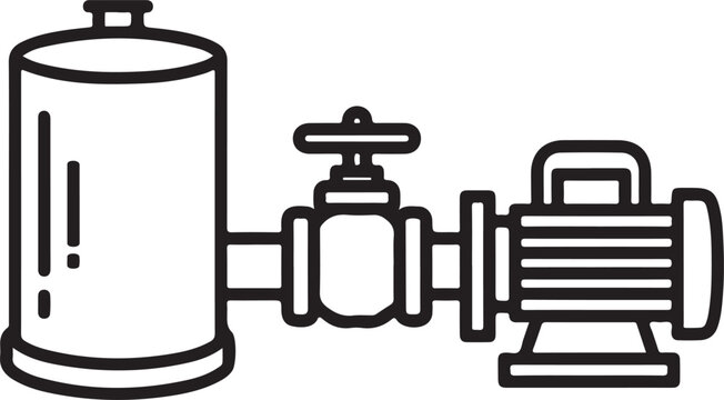 Industrial Pipe Valve Line Icon, Water Pipeline Control Vector. icon