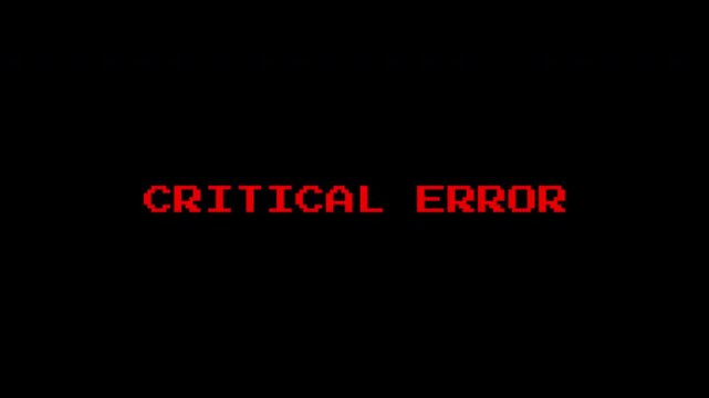 Red critical error message on black background. Suitable for tech and error concept designs in digital art projects.