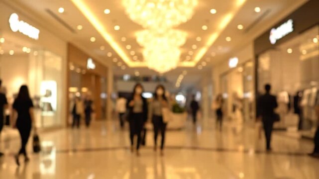 Blurred shopping mall interior.