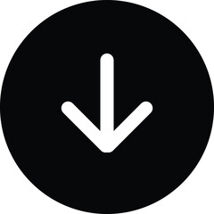 Minimalist down arrow icon in black circle