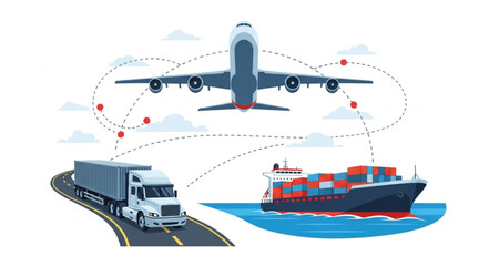 Global Logistics Transportation by Air Sea Land.