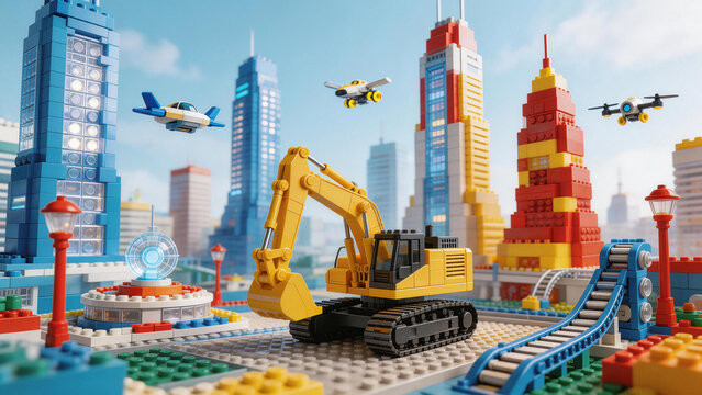 LEGO city with construction vehicle