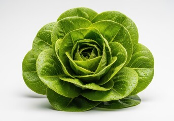 Fototapeta premium Fresh green lettuce leafy vegetable on white background