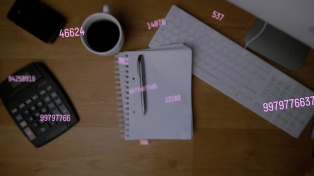 Pink numbers appearing from frame1 floating, clustering, fading over notebook, showing data flow