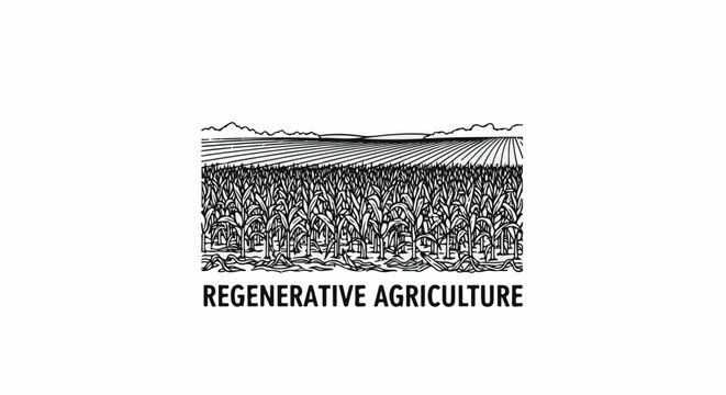 Sketch of a lush cornfield extending to distant rolling hills