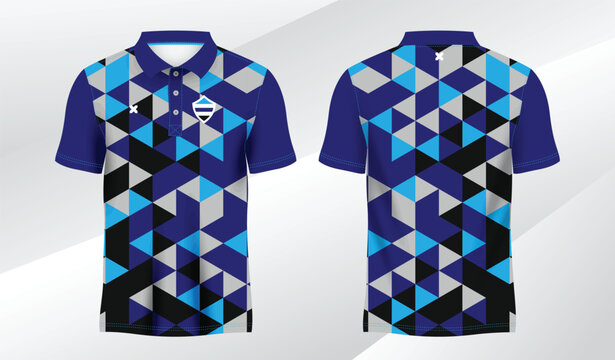 blue  and black polo sport shirt sublimation jersey template