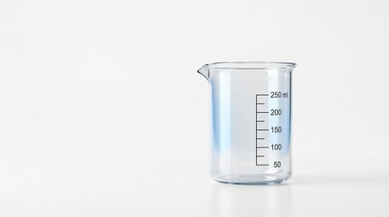 Close-Up of Clean Glass Beaker Reflecting Soft Blue Studio Lights