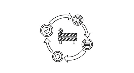 Obraz premium Security Barrier and Protection Cycle Icons.