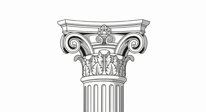 Ornate capital of a classical fluted column, with scrolls and acanthus leaves