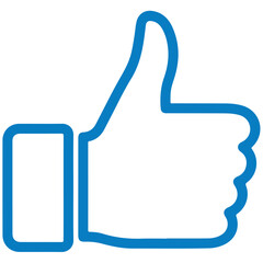 Obraz premium Blue Outline Thumbs Up Like Button Vector Icon