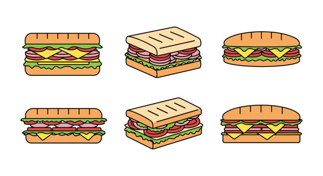 Thai Sandwich Line art vector minimal contemporary abstract color