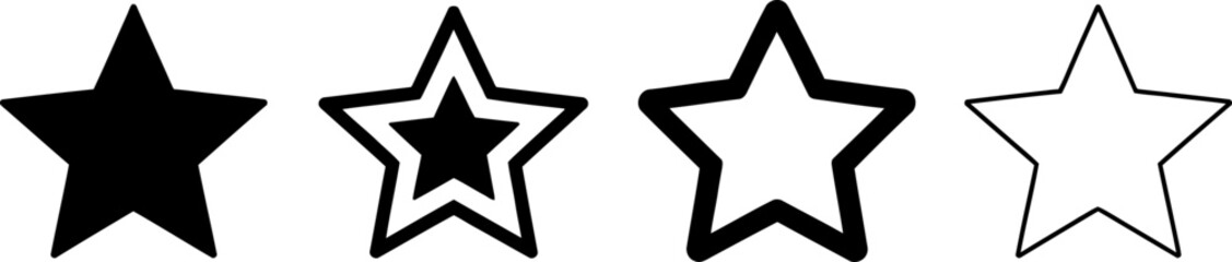 Obraz premium Four black and white star shapes on a plain background