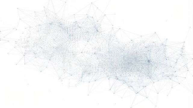 Abstract network visualization with interconnected nodes and lines. Represents data connectivity, technology, and digital communication