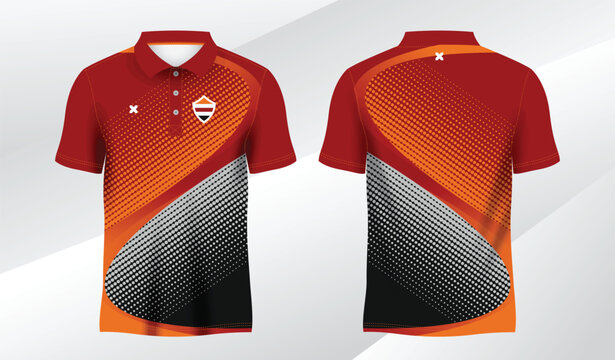 red and black polo sport shirt sublimation jersey template