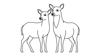 Two elegant deer depicted in a minimalist line art style, showcasing their graceful form and gentle nature.