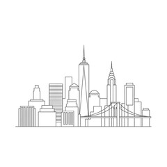 Fototapeta premium New York City Skyline Silhouette Drawing.
