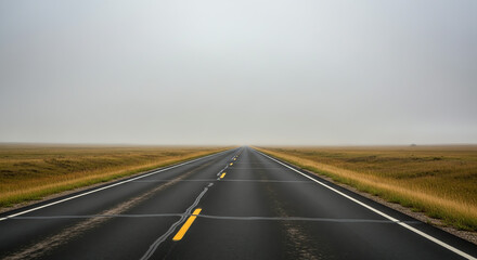 endless highway road through rural landscape