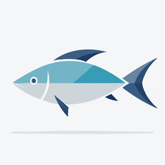 Obraz premium Stylized blue fish illustration in a modern flat design, representing aquatic life and a fresh seafood concept