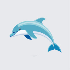 Obraz premium Vibrant Blue Dolphin Illustration Captured in Dynamic Mid-Jump Pose Against a Simple Background
